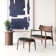 Delphi Side Table - Round - Cylindrical Base - Cream and Dark Brown - Ceramic and Wooden