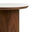 Noli Side Table - Round - Cylindrical Base - White and Dark Brown - Ceramic and Wooden