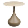 Pienza Side Table - Round - Khaki - Tempered Glass and Metal