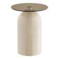 Ravello Side Table - Round - Sculptural Base - Grey and Beige - Tempered Glass and Metal
