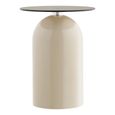 Ravello Side Table - Round - Sculptural Base - Grey and Beige - Tempered Glass and Metal
