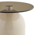 Ravello Side Table - Round - Sculptural Base - Grey and Beige - Tempered Glass and Metal