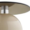Ravello Side Table - Round - Sculptural Base - Grey and Beige - Tempered Glass and Metal