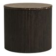 Rota Side Table - Round - Fluted Base - Dark Brown - Marble Look