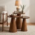 Side Table - Set of 3 - Round - Cone Base - Natural - Mango Wood