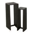 Cubic Side Table - 2 Tier - Slatted - Black - Recycle Teak Wood