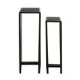 Cubic Side Table - 2 Tier - Slatted - Black - Recycle Teak Wood