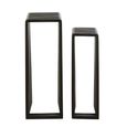 Cubic Side Table - 2 Tier - Slatted - Black - Recycle Teak Wood