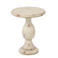 Magnesium Distressed Outdoor Side Table - Round - Ecru and Beige - Polyresin