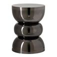 Shiny Curved Side Table - Round - Sculptural Drum Base - Black - Metal