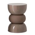 Shiny Curved Side Table - Round - Sculptural Drum Base - Brown - Metal