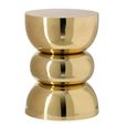 Shiny Curved Side Table - Round - Sculptural Drum Base - Gold - Metal
