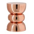 Shiny Curved Side Table - Round - Sculptural Drum Base - Rose - Metal