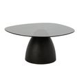 Side Table - Abstract - Sculptural Pedestal Base - Smoked and Black - Glass Top
