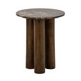 Side Table - Round - Brown - Sculptural Base - Marble and Wooden