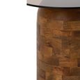 Side Table - Tall - Round - Cylinder Base - Smoked and Natural - Glass and Mango Wood