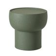 Side Table - Round - Cylindrical Drum Base - Olive Green - Metal