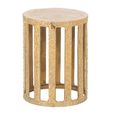 Side Table - Round - Slatted Base - Gold - Aluminium