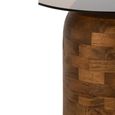 Side Table - Round - Pedestal Base - Smoked and Natural - Glass and Mango Wood