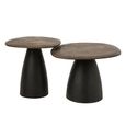 Side Table - Set of 2 - Abstract - Pedestal Bases - Dark Brown and Black - Mango Wood