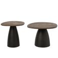 Side Table - Set of 2 - Abstract - Pedestal Bases - Dark Brown and Black - Mango Wood