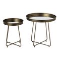 Side Table - Set of 2 - Round - Curved Leg - Antique Brass - Mirrored and Metal