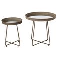Side Table - Set of 2 - Round - Curved Leg - Rust Brown - Mirrored and Metal