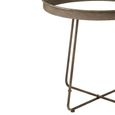 Side Table - Set of 2 - Round - Curved Leg - Rust Brown - Mirrored and Metal