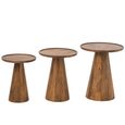 Side Table - Set of 3 - Round - Cone Base - Natural - Mango Wood