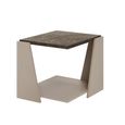 Fidia Italian Side Table - Square - Fluted - Emperador Taupe - Marquinia Marble Effect Top