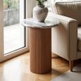 Ashford Side Table - Round - Fluted - Pale Taupe - Marble Top and Mango Wood