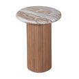 Ashford Side Table - Round - Fluted - Pale Taupe - Marble Top and Mango Wood
