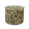 Driftwood Glass Top Drum Round Lamp Table thumbnail 2