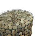 Driftwood Glass Top Tall Round Lamp Table thumbnail 4