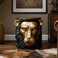 Black and Gold Resin Metal Lion Side Table thumbnail