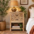 Carved Mango Wood 2 Drawer Side Table thumbnail