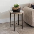 Lamp Table Mango Wood Round with Metal Base thumbnail