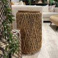 Natural Mindi Wood Weaved Base Round Lamp Table thumbnail