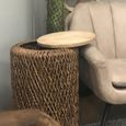 Natural Mindi Wood Weaved Base Round Lamp Table thumbnail 2