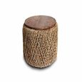Natural Mindi Wood Weaved Base Round Lamp Table thumbnail 4