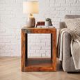 Cube Goa Petite Side Table - 1 Hole - Rustic Sheesham