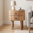 Sindhu Natural Mango Wood 2 Drawer Curved Side Table thumbnail