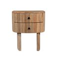 Sindhu Natural Mango Wood 2 Drawer Curved Side Table thumbnail 2