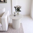 Bern Fluted White Washed Oak Drum Base Round End Table thumbnail 2