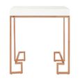 Allure End Table -  Square - White Marble - Rose Gold Angled Legs