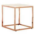 Allure End Table - Square - White Marble - Rose Gold Base