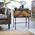 Alvin Chevron Wood Effect Lamp Table - 1 Drawer