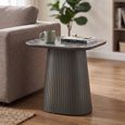 Barletta End Table - Square - Fluted Base - Dark Grey - Sintered Stone and Wood