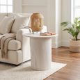 Bern White Washed Oak Fluted Drum Base Round End Table thumbnail