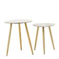 Cadio Side Table - Set of 2 - Grey Faux Shagreen with Gold Legs